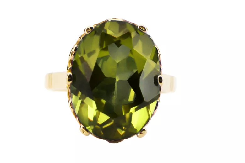 Ring Vintage Schmuck Gelber Peridot 14 Karat Gelbgold vrc130y